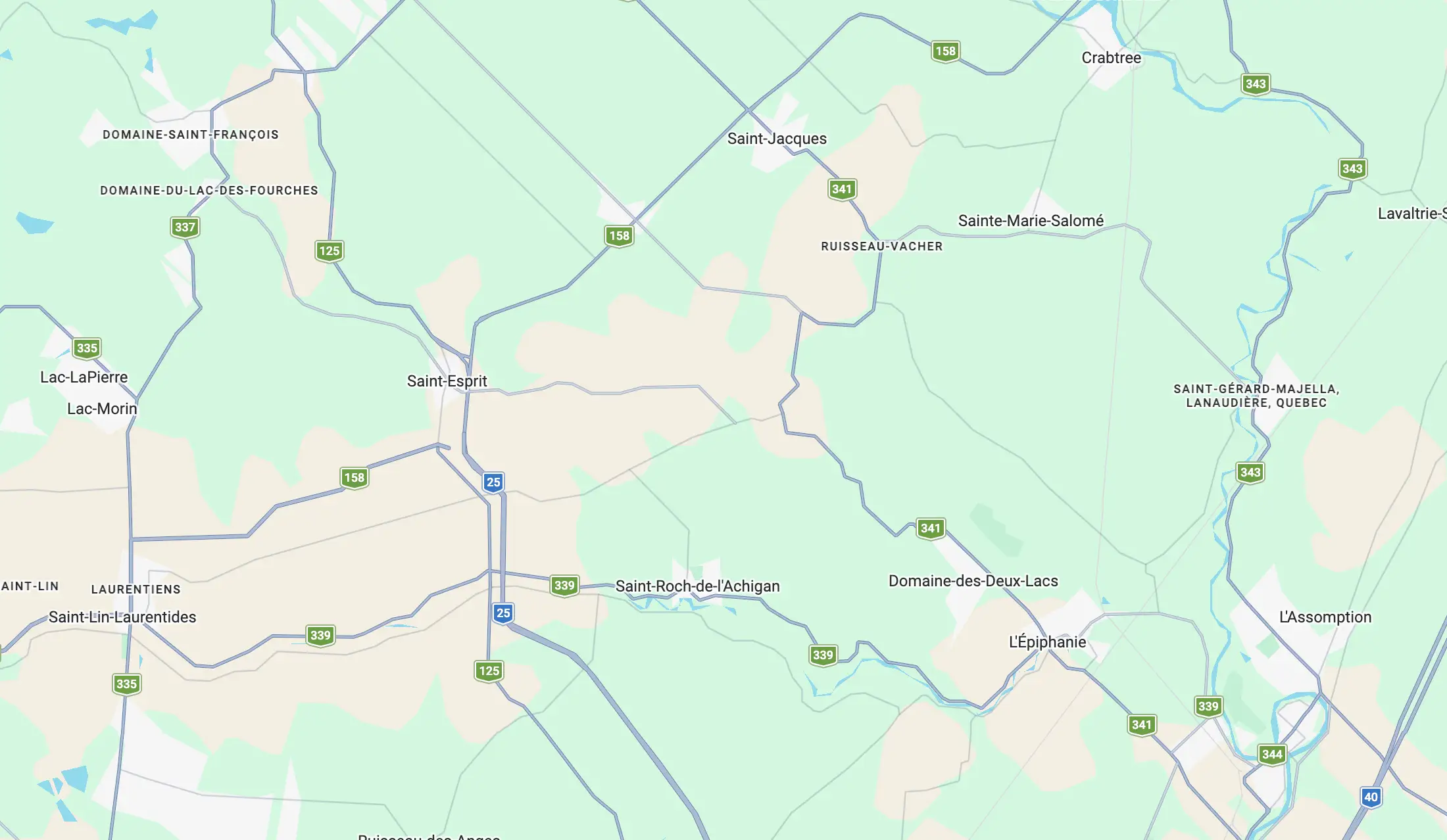 Carte du secteur desservi par Boréal Toiture, de Laval à la Rive-Nord et aux Laurentides
